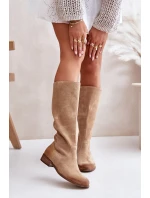 Zamszowe Kozaki Damskie Do Połowy Łydki Na Zamek Lewski 3616 Beżowe Zamszowe Kozaki Damskie Do Połowy Łydki Na Zamek Lewski 3616 Beżowe