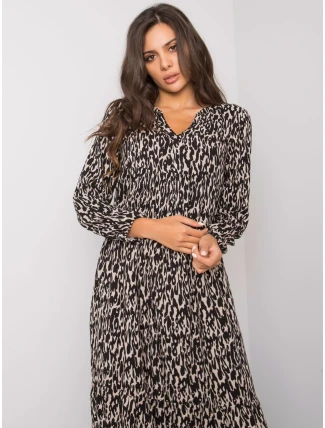 Šaty D73771M30225A1EN čierna béžová Šaty D73771M30225A1EN čierna béžová