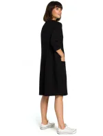 B083 Oversized šaty s predným vreckom - čierne B083 Oversized šaty s predným vreckom - čierne