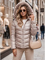 Dámska prešívaná zimná bunda s kapucňou MIRIAL béžová FashionStreet TY3770
