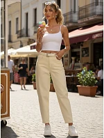 Dámske džínsy mom fit s vysokým pásom svetlo žlté FashionStreet UY2988