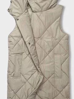 Dámska dlhá oversize vesta svetlo béžová (5M3165-62)