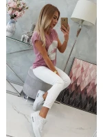 Tmavoružová blúzka s potlačou pier