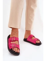 Klapki Damskie Na Platformie Z Klamrami Fuksja Simbes