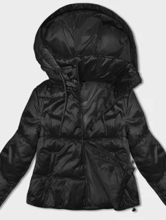 Krátka čierna dámska bunda s odnímateľnou kapucňou S'West (B8228-1)