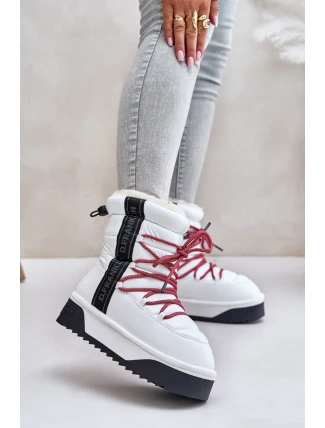 Śniegowce Damskie Na Grubej Podeszwie Wegańskie D.Franklin DFSH371007 Białe