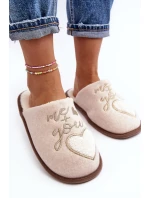 Damskie Klasyczne Kapcie Wsuwane Ocieplane Beżowe Mabira