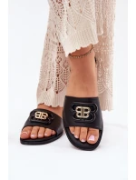 Płaskie Klapki Damskie Z Ozdobnym Detalem Czarne Nenitta