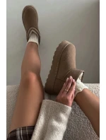 Śniegowce Damskie Na Platformie Ocieplane Futerkiem Khaki Vesirae