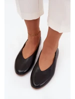 Baleriny Damskie Z Eko Skóry Na Płaskim Obcasie Czarne Olyssia
