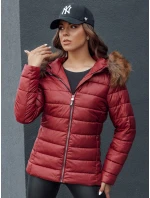 Dámska prešívaná zimná bunda s kapucňou ESTELLA bordová FashionStreet TY4530