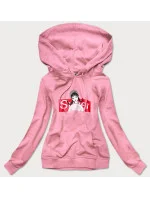 Dámska športová mikina vo špinavo ružovej farbe s kapucňou (N4596)