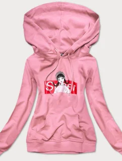 Dámska športová mikina vo špinavo ružovej farbe s kapucňou (N4596)