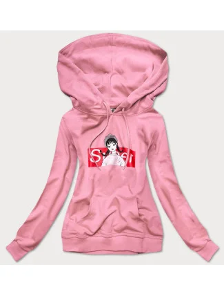 Dámska športová mikina vo špinavo ružovej farbe s kapucňou (N4596)