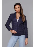 Tmavomodrá dámska prešívaná bunda s kapucňou (B0123-3) Tmavomodrá dámska prešívaná bunda s kapucňou (B0123-3)