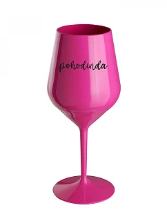 POHODINDA - ružový nerozbitný pohár na víno 470 ml