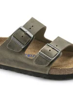 Dámske/pánske žabky Birkenstock Arizona Soft Footbed Oiled Leather Narrow Faded Khaki (1019377)