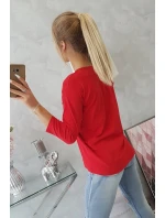 Blúzka s 3D grafikou a zdobenými volánikmi červená Blúzka s 3D grafikou a zdobenými volánikmi červená