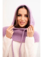 Dámska čiapka s kapucňou a pleteným uzlom svetlo fialová Dámska čiapka s kapucňou a pleteným uzlom svetlo fialová