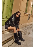 Ocieplane Wsuwane Kozaki Damskie Na Masywnej Platformie Z Kieszeniami Czarne Clarinda