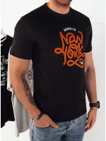 Pánske bavlnené tričko s potlačou čierne FashionStreet RX5368