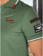 Pánske polo tričko so záplatami zelené FashionStreet PX0634 Pánske polo tričko so záplatami zelené FashionStreet PX0634