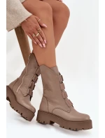 Dámske členkové topánky na platforme z pravej kože Zazoo 3795 beige Dámske členkové topánky na platforme z pravej kože Zazoo 3795 beige