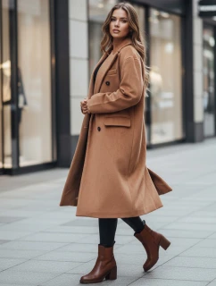 Dámsky zimný kabát dlhý oversize camel FashionStreet NY0766z