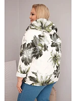 Jarné dámske Plus veľkosť bunda s kvetinovým vzorom Khaki Jarné dámske Plus veľkosť bunda s kvetinovým vzorom Khaki