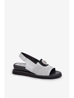 Sandały Damskie Na Koturnie Srebrne Isnnoria