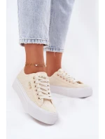 Trampki Damskie Z Koronką Lee Cooper LCW-25-31-3440L Beżowe