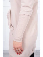 Šaty s ozdobnými volánikmi a kapucňou béžovej farby