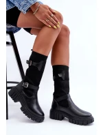 Damskie Kozaki Ze Skarpetą Czarne Abroze