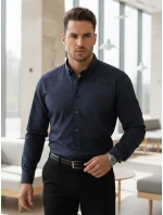 Pánska tmavomodrá vzorovaná košeľa slim fit FashionStreet DX2689