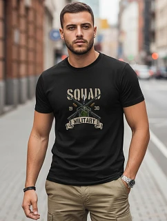 Pánske bavlnené tričko s vojenským motívom čierne FashionStreet NX0154R