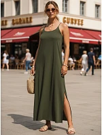 Dámske letné maxi šaty s viskózou, zelené, FashionStreet EY2661 Dámske letné maxi šaty s viskózou, zelené, FashionStreet EY2661