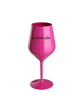 POHODINDA - růžová nerozbitná sklenice na víno 470 ml
