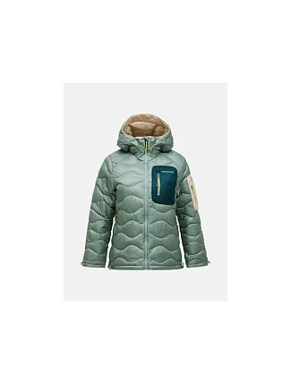 Dámska péřová bunda PEAK PERFORMANCE, model Helium Utility Down Hood Jacket, zelená farba Dámska péřová bunda PEAK PERFORMANCE, model Helium Utility Down Hood Jacket, zelená farba