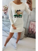 Šaty s potlačou Love ecru