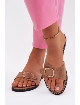 Dámské nazouváky na nízkém podpatku se zlatou sponou Camel Selivelle