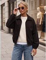 Dámska krátka prechodná bunda z manšestru, hnedá, FashionStreet TY6053