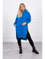 Zateplená blúzka s bočnými rázporkami nevädzovo modrá Zateplená blúzka s bočnými rázporkami nevädzovo modrá