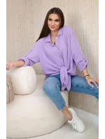 Bavlnená mušelínová košeľa oversize fialová