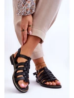 Skórzane Sandały Z Paseczkami Czarne Lemar Lawren