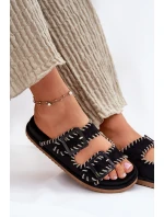 Klapki Damskie Z Klamrami I Ozdobnym Obszyciem Czarne Visley