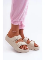 Dámske béžové penové papuče Melorea na platforme