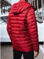 Pánska prešívaná bunda s kapucňou červená FashionStreet TX4447