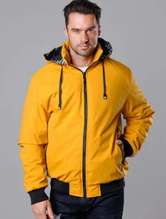 Pánska žltá športová bunda s kapucňou (5M3111-254)