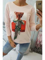 3D grafická blúzka Noteworthy púdrovo ružová