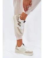 Buty Sportowe Damskie Na Platformie Panterka Beżowe Lorori